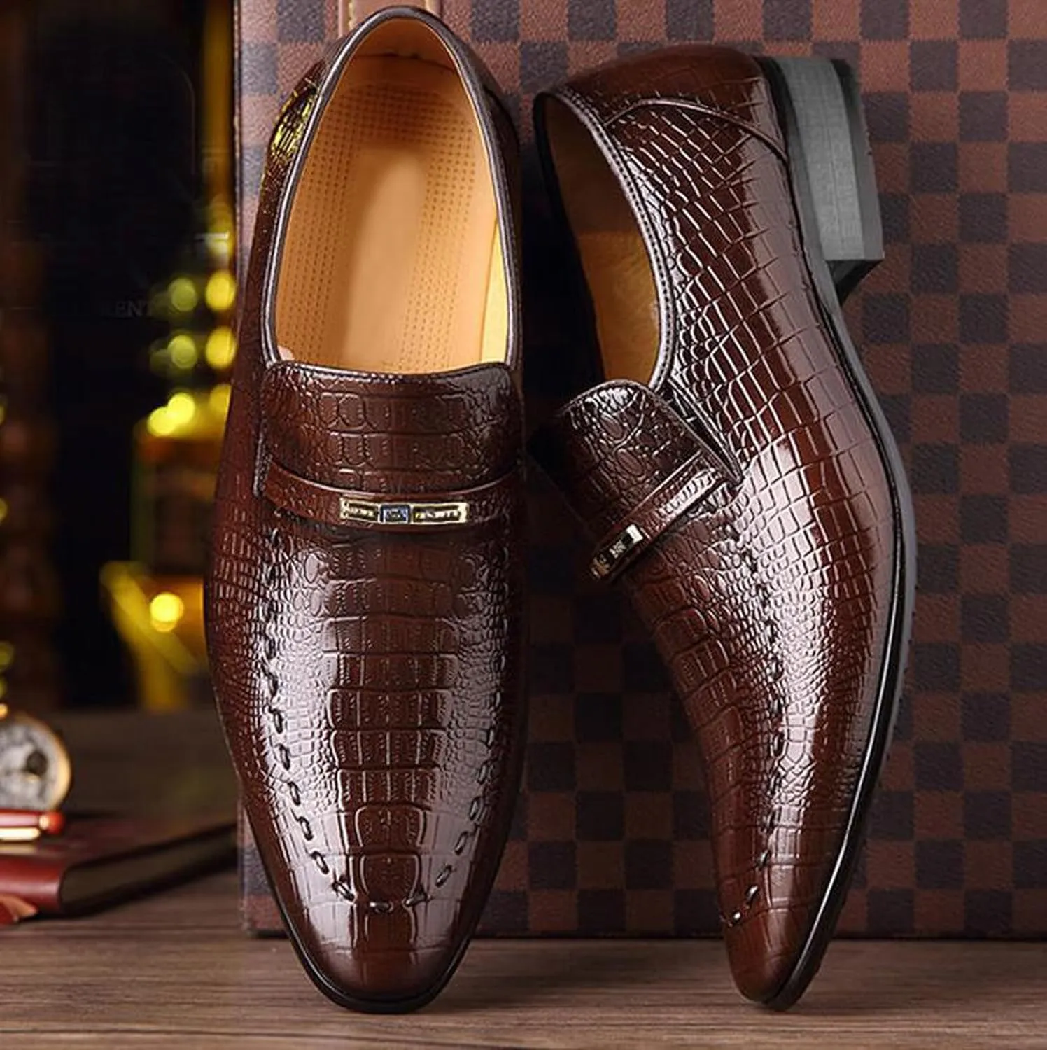 ADMLZQQ Men's Dress Tuxedo Formal Shoes Slip-on Classic Patent Leather Loafers