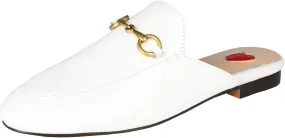 Arqa Mules for Women Almond Toe Leather Flats Slip-on Comfort Backless Loafers Buckle Mule Shoes