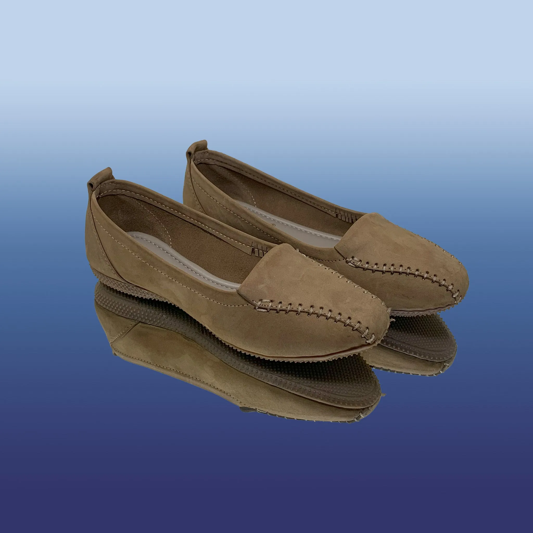 Beige Nubuck Leather Loafers