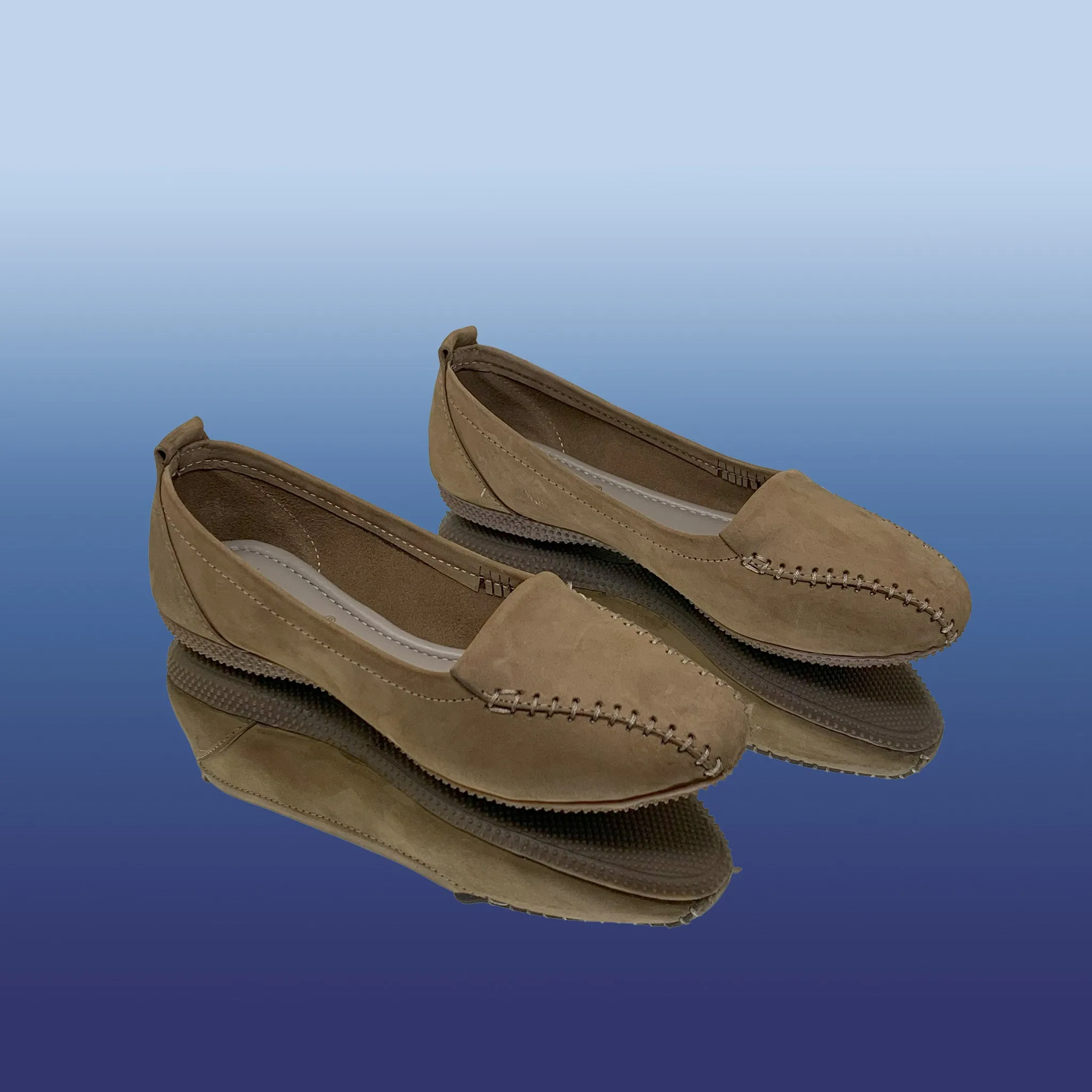 Beige Nubuck Leather Loafers