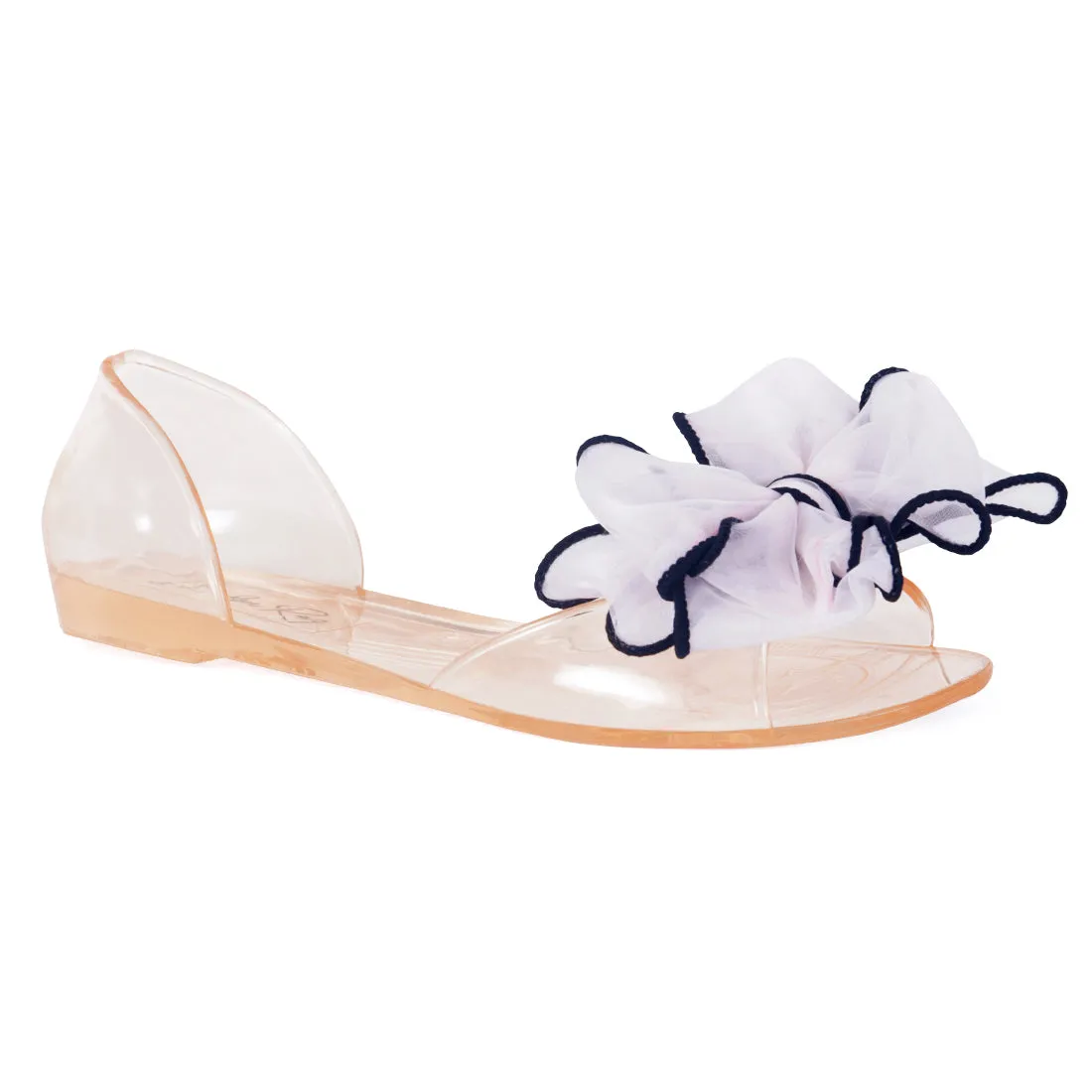Bow on Top Jelly Flats in Beige