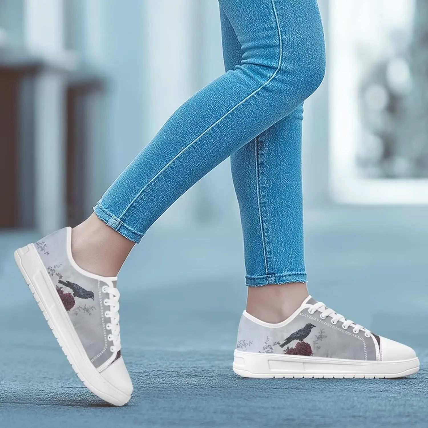 Canvas Slip on Shoes for Women Trendy Low Top Barefoot Sneakers Lace Up Design Walking Flats