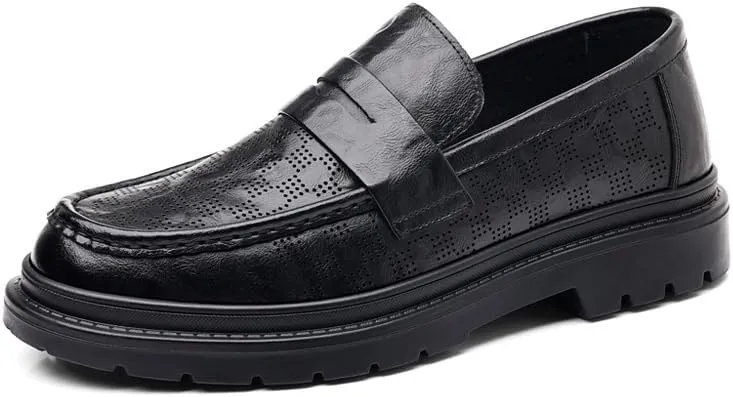 Classic Men's Dress Shoes Mens Faux Patent Leather Tuxedo Shoes Casual Business Formal Loafers Shoes for Men(8.5)