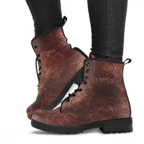 Combat Boots - Rugged Look Brown Mandala Boots | Brown Lace Up Boots Women, Handmade Lace Up Boots, Cool Shoes, Custom Shoes, Vegan Shoes