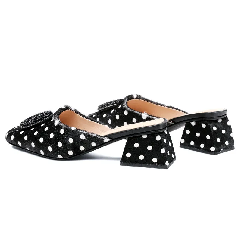 Diane Leopard Print Handmade Low Chunky Heel Mules
