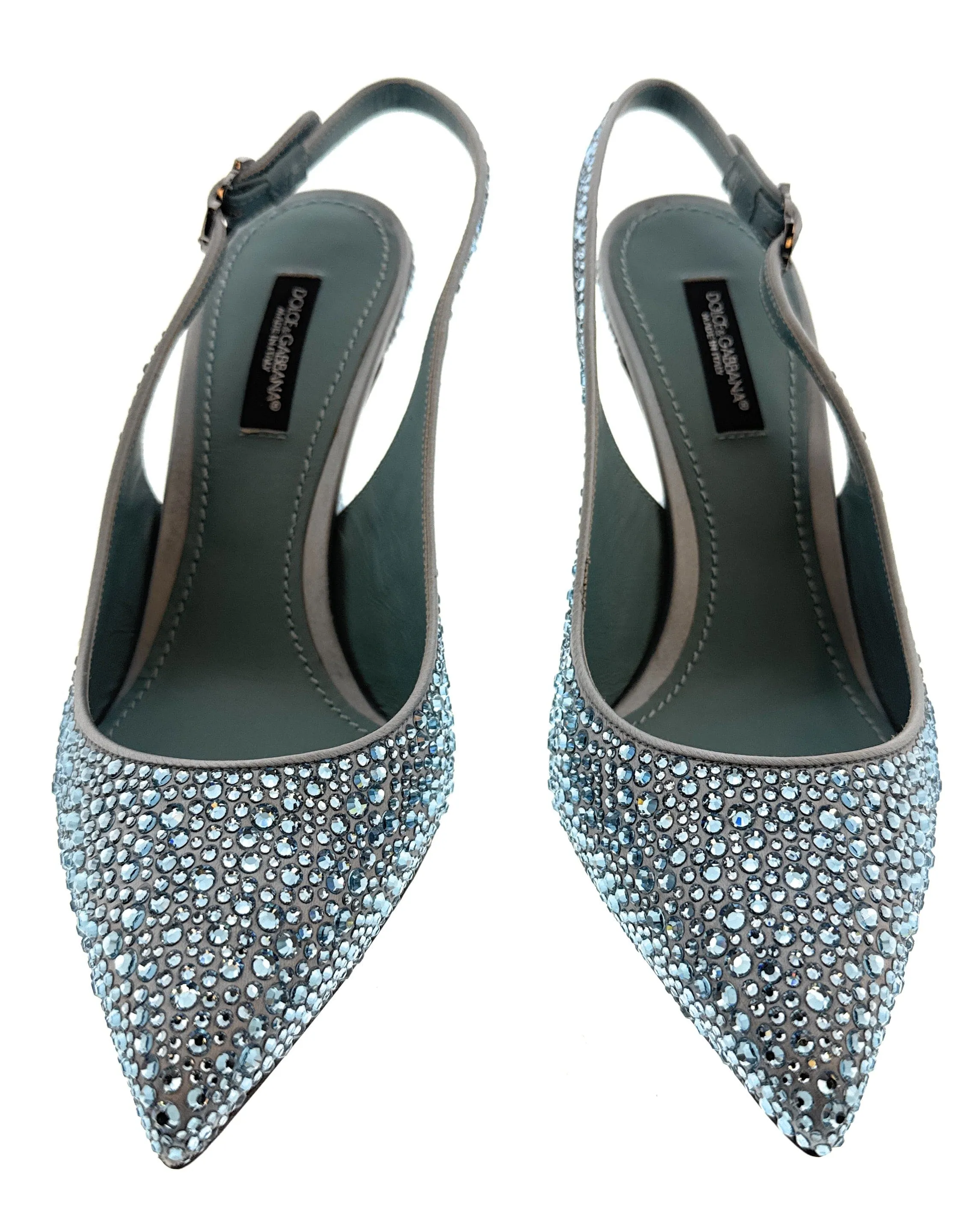 Dolce & Gabbana Blue Crystal Embellished Slingback Pumps-EU35