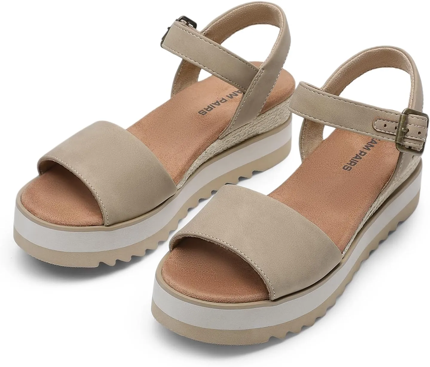 DREAM PAIRS Women's Open Toe Buckle Ankle Strap Espadrille Platform Wedge Sandals