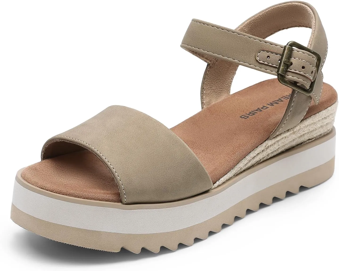 DREAM PAIRS Women's Open Toe Buckle Ankle Strap Espadrille Platform Wedge Sandals
