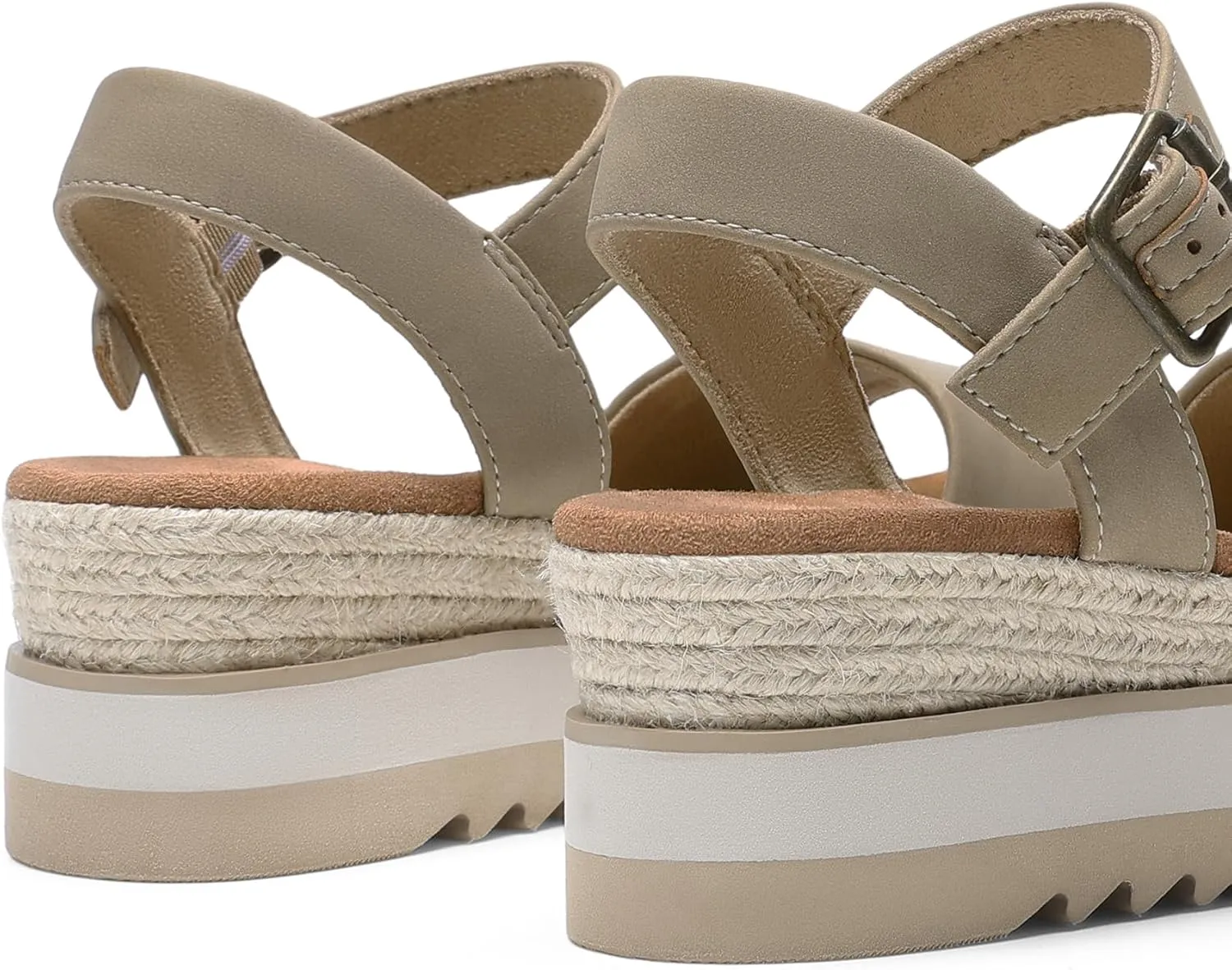 DREAM PAIRS Women's Open Toe Buckle Ankle Strap Espadrille Platform Wedge Sandals