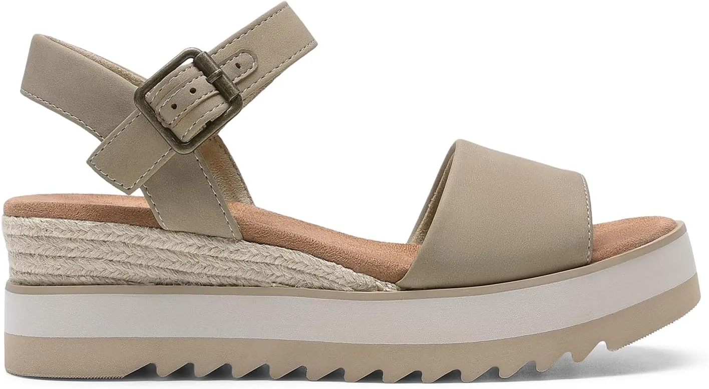 DREAM PAIRS Women's Open Toe Buckle Ankle Strap Espadrille Platform Wedge Sandals