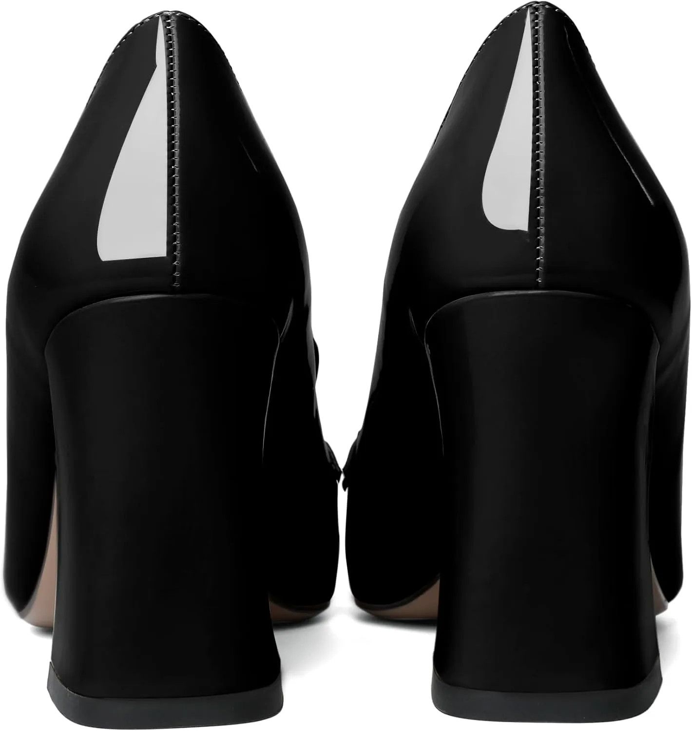Esvowido Women's Chunky Heel Loafers Closed Pointed Toe Metal Buckle Slip On High Heels Elegant Comfort Fashion Shoes