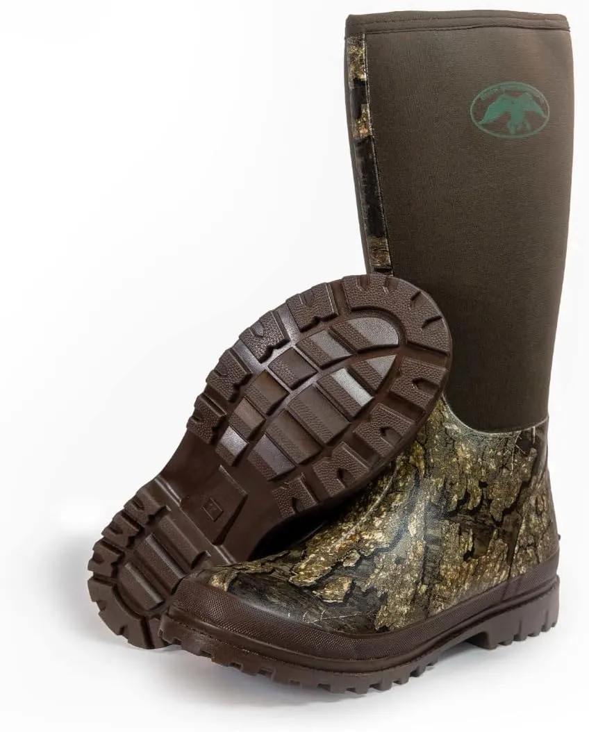 HOT SHOT Duck Commander Rubber Mens Hunting Boot, Durable Neoprene Lightweight Waterproof High Traction Boots for Men