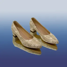 Ivory Lace Block Heels