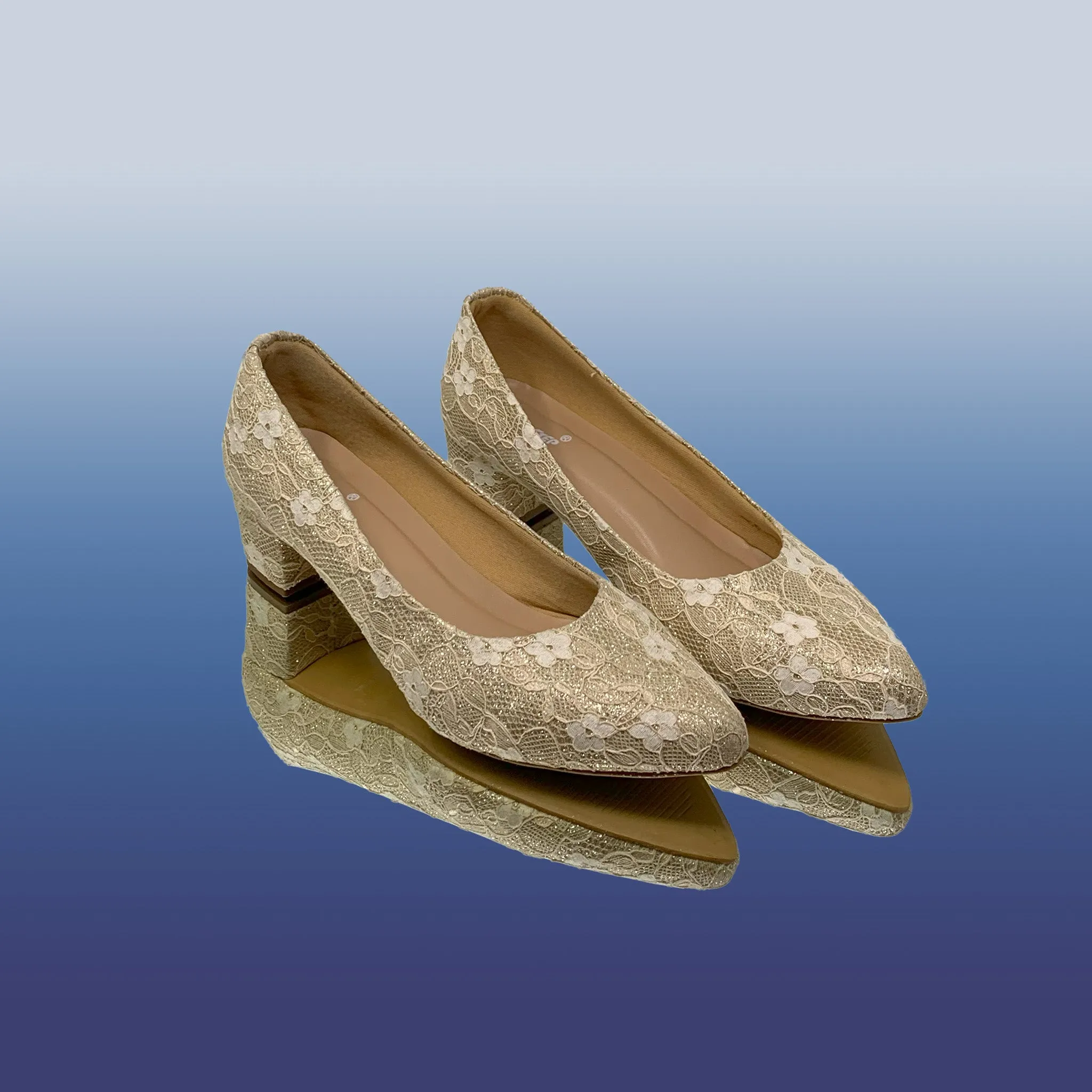 Ivory Lace Block Heels