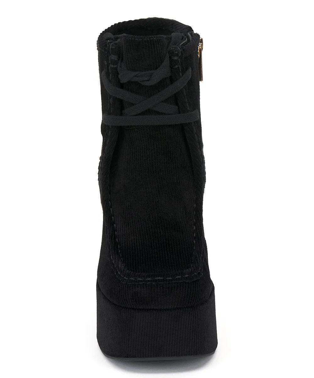 Jessica Simpson Saima Black Lace Up Round Toe Block Heel Platform Ankle Boots
