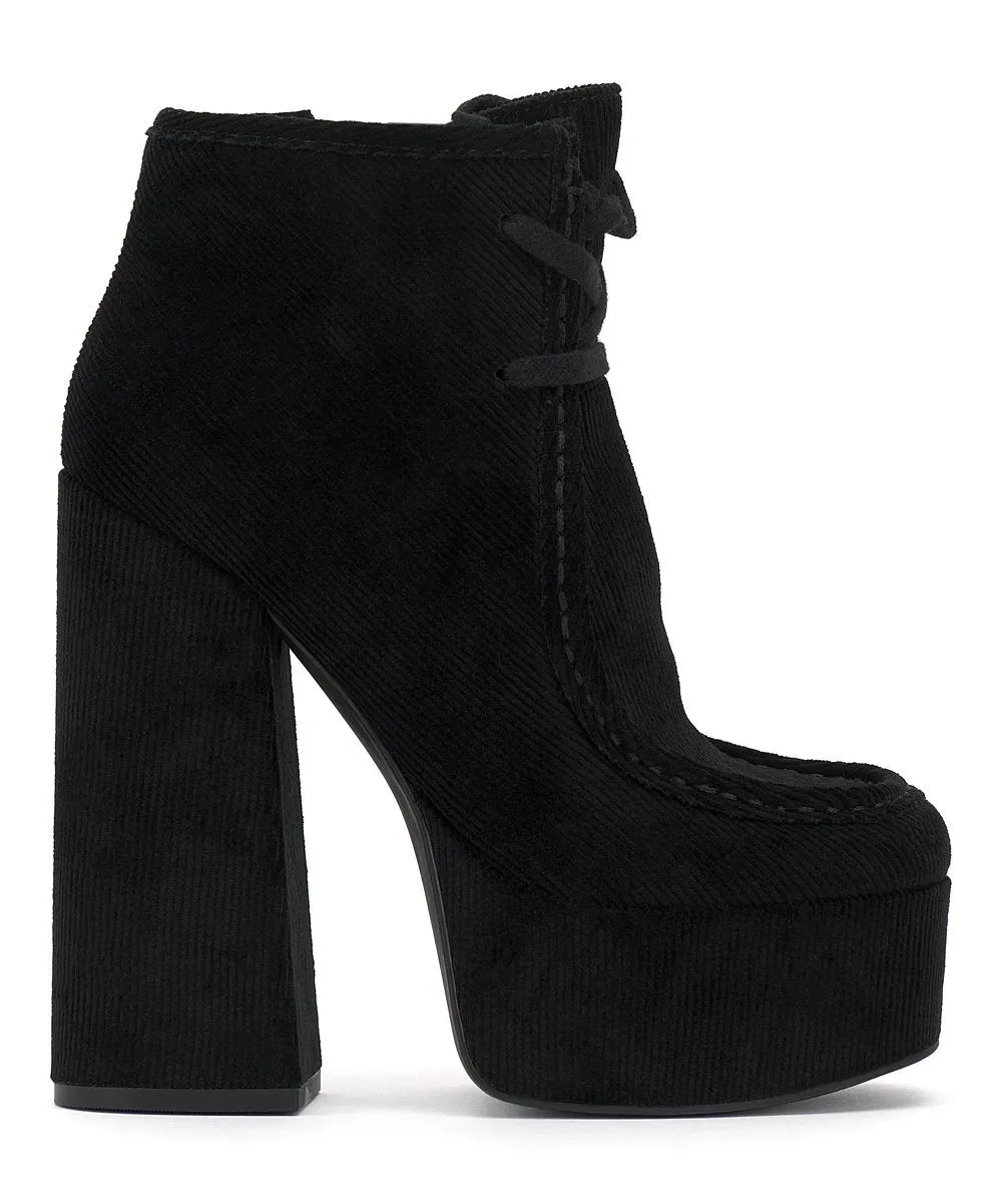 Jessica Simpson Saima Black Lace Up Round Toe Block Heel Platform Ankle Boots