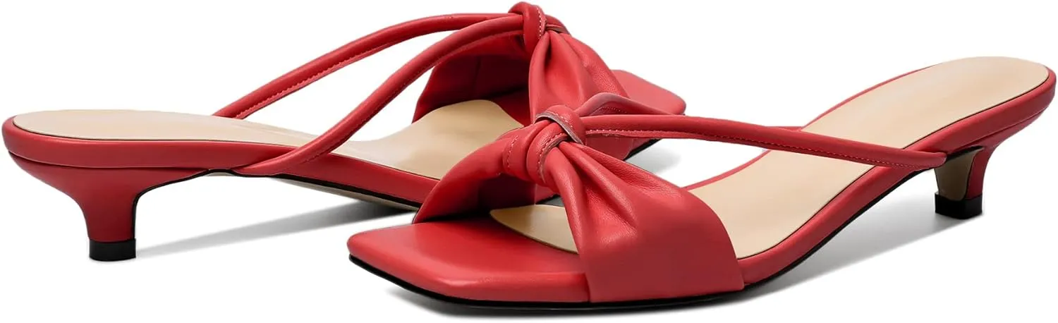 Joseywade Mules Heels for Women Low Kitten Heels Sandals Square Open Toe 1.4 Inches Fashion Summer Pumps Shoes Dress Party Event Prom Casual