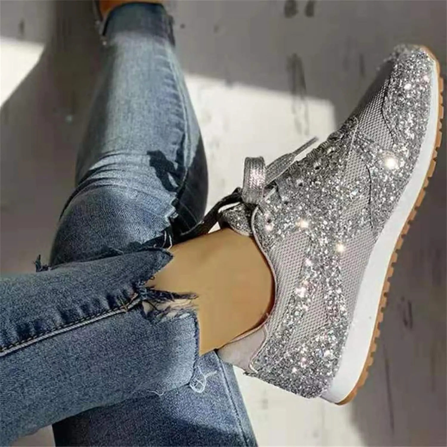 Ladmiple Shoes For Women Sneakers Trendy Low Top Lace Up Casual Fashion Lightweight Comfortable Walking Flats Loafers