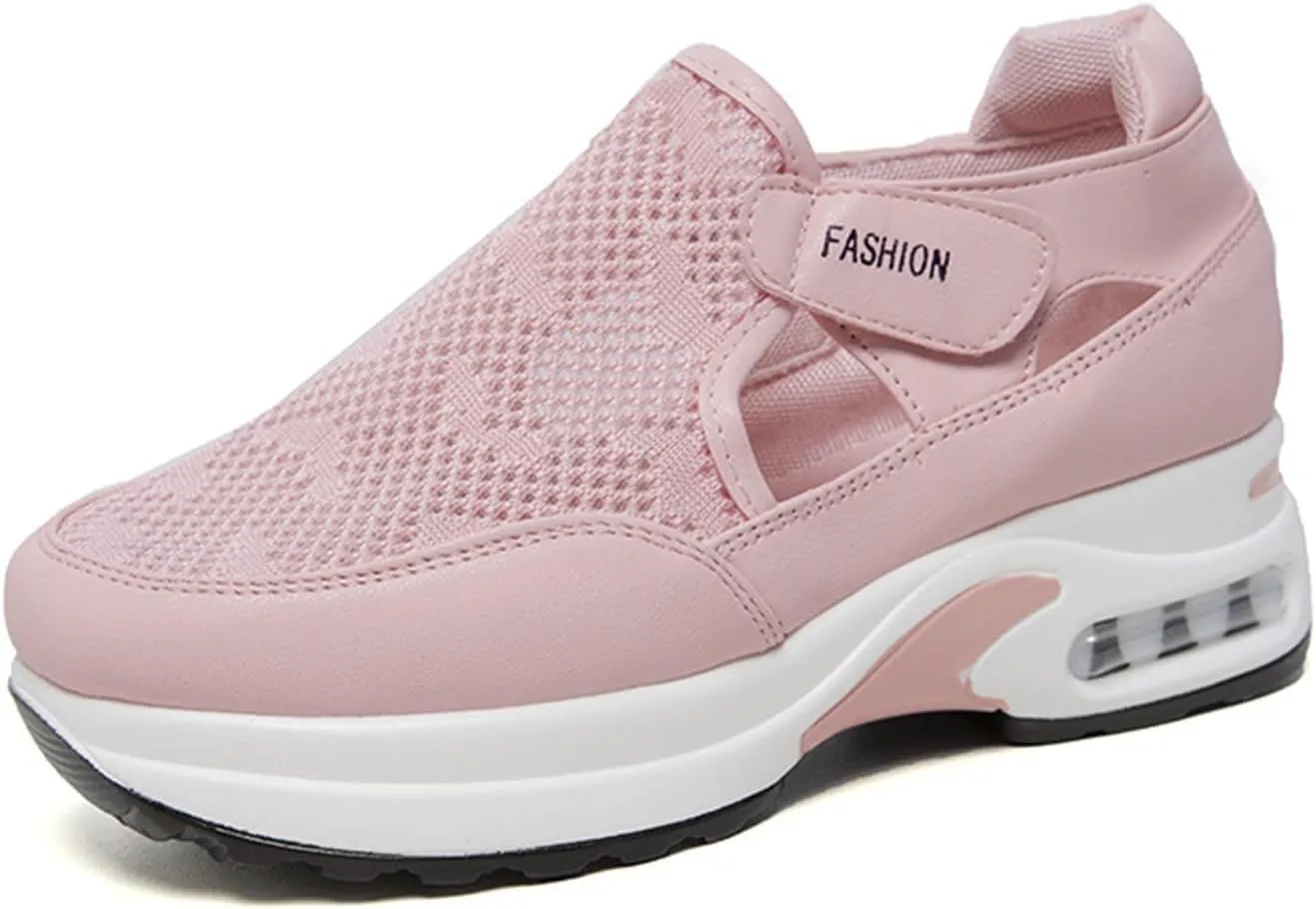 Ladmiple Shoes For Women Sneakers Trendy Walking Shoes Slip on Lady Fashion Gym Non Slip Platform Tennis Running Shoes