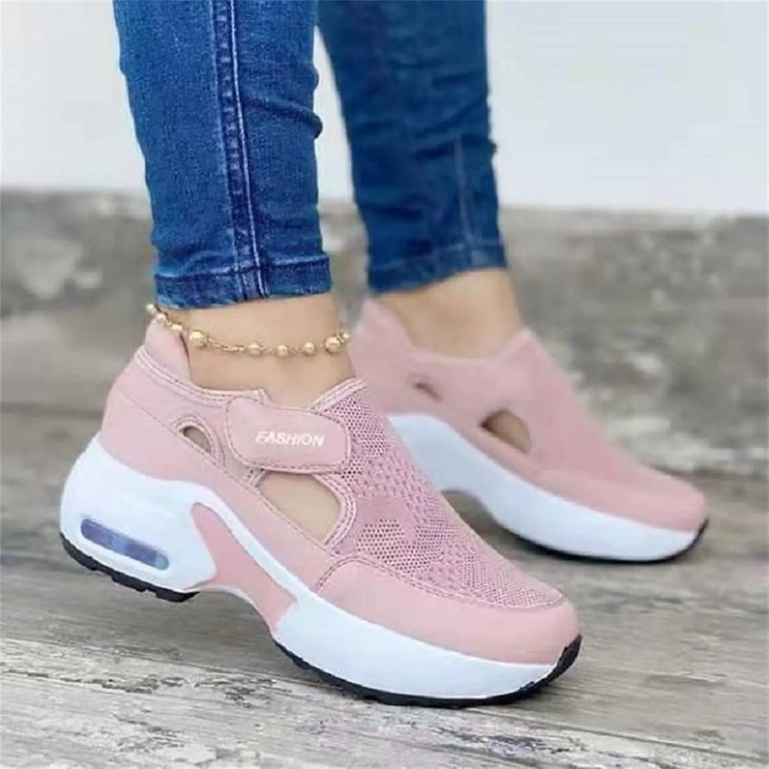 Ladmiple Shoes For Women Sneakers Trendy Walking Shoes Slip on Lady Fashion Gym Non Slip Platform Tennis Running Shoes