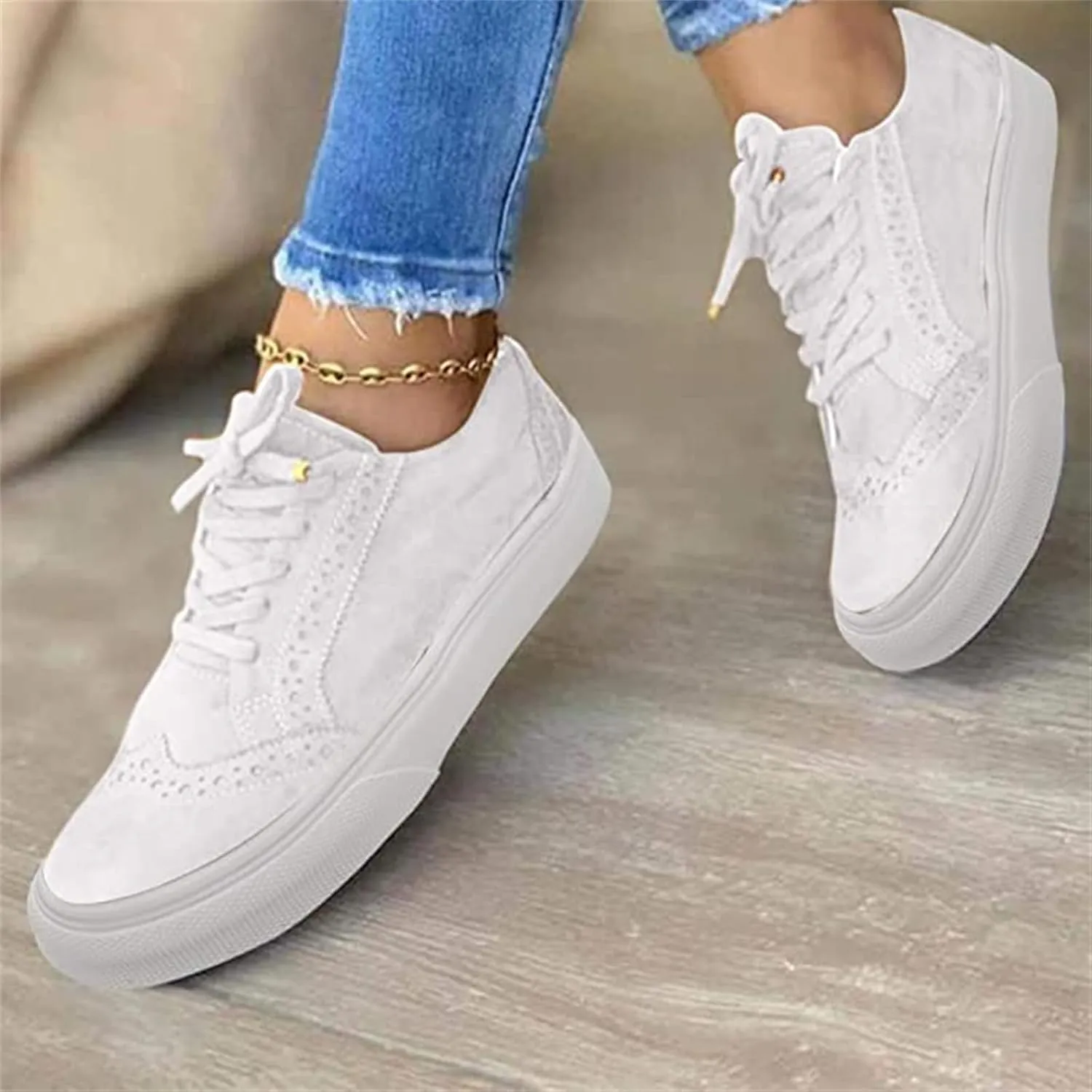 Lausiuoe Shoes For Women Sneakers Trendy Slip on Low Top Canvas Walking Shoes Non Slip Fashion Casual Flat Loafers