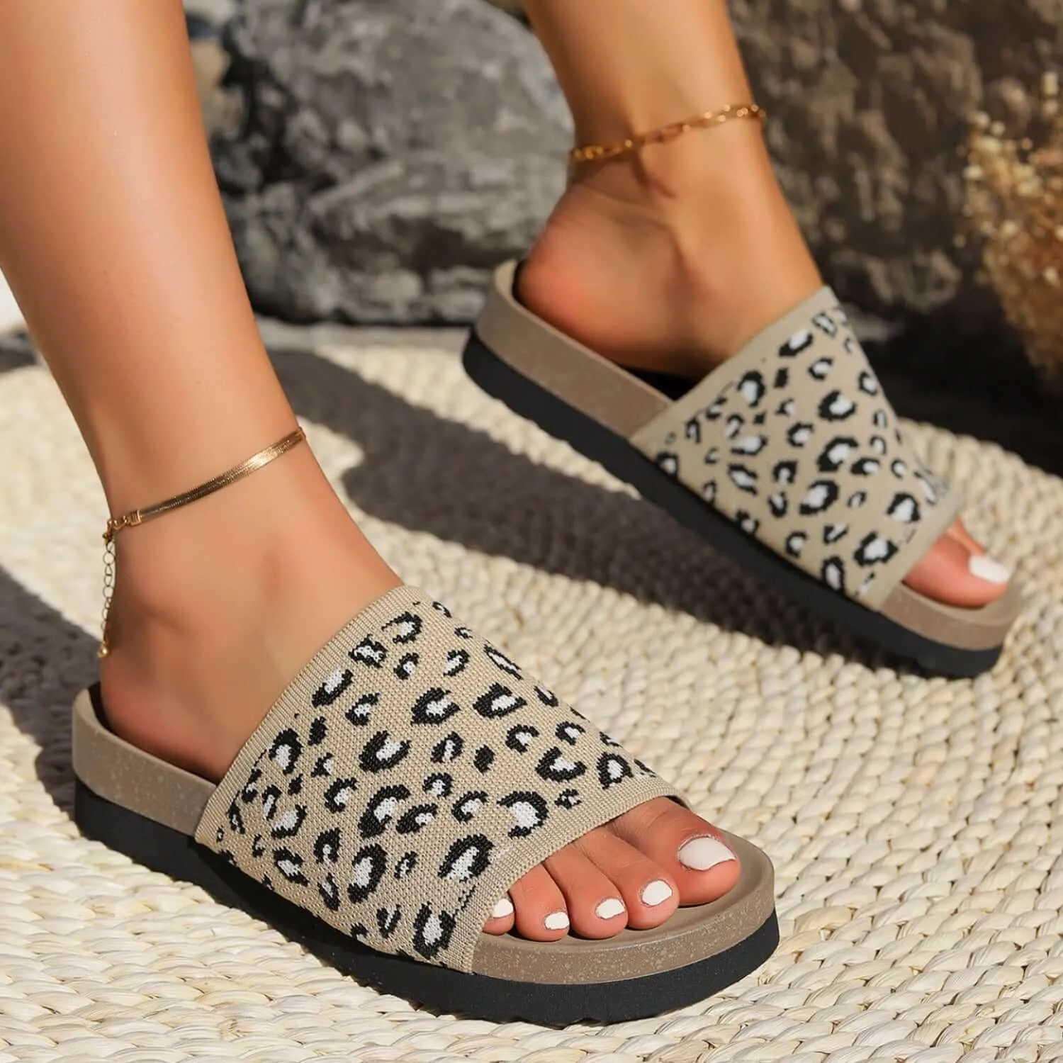 Leopard Open Toe Eva Sole Sandals