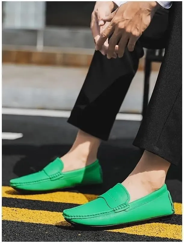 Men's Loafers Shoes Round Toe Nubuck Leather Penny Driving Loafers Lightweight Resistant Anti-Slip Classic Prom Slip On