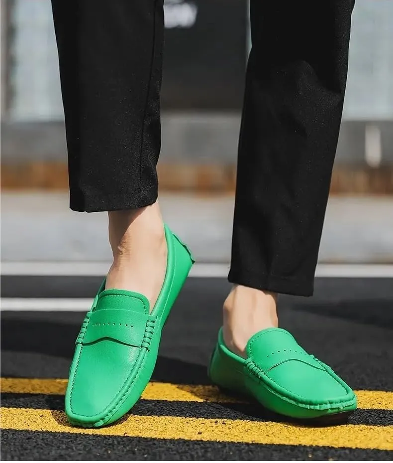 Men's Loafers Shoes Round Toe Nubuck Leather Penny Driving Loafers Lightweight Resistant Anti-Slip Classic Prom Slip On