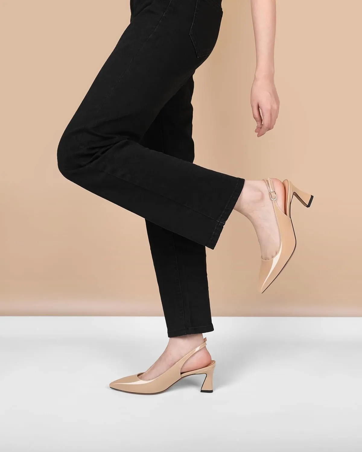Mettesally Womens Slingback Heels Low Kitten Pumps Pointed Toe 2.5 Inch Elegant Office Dress Shoes