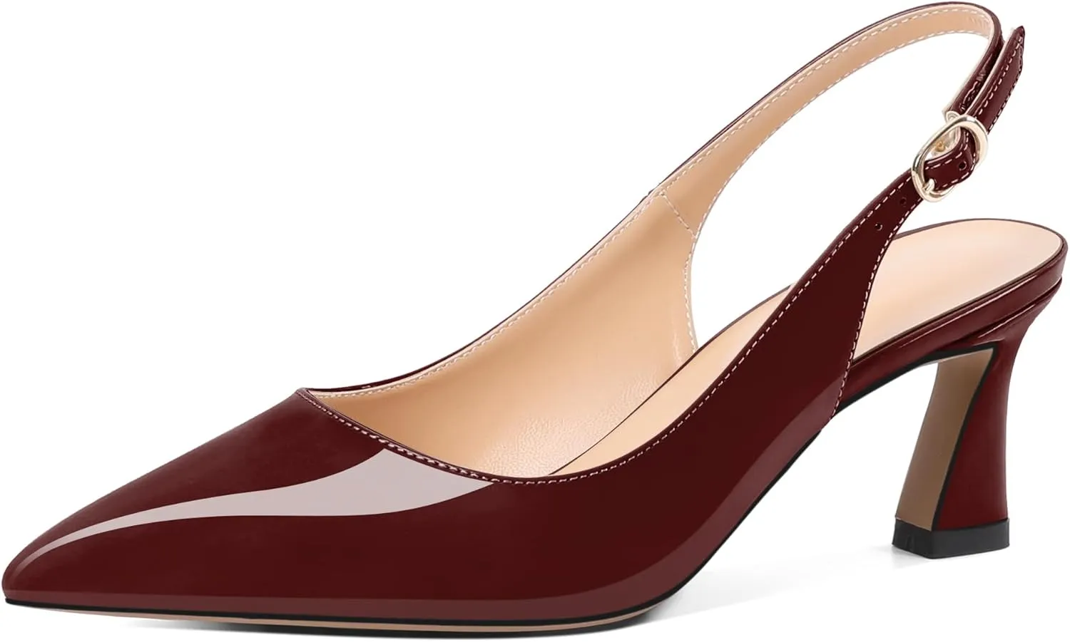 Mettesally Womens Slingback Heels Low Kitten Pumps Pointed Toe 2.5 Inch Elegant Office Dress Shoes