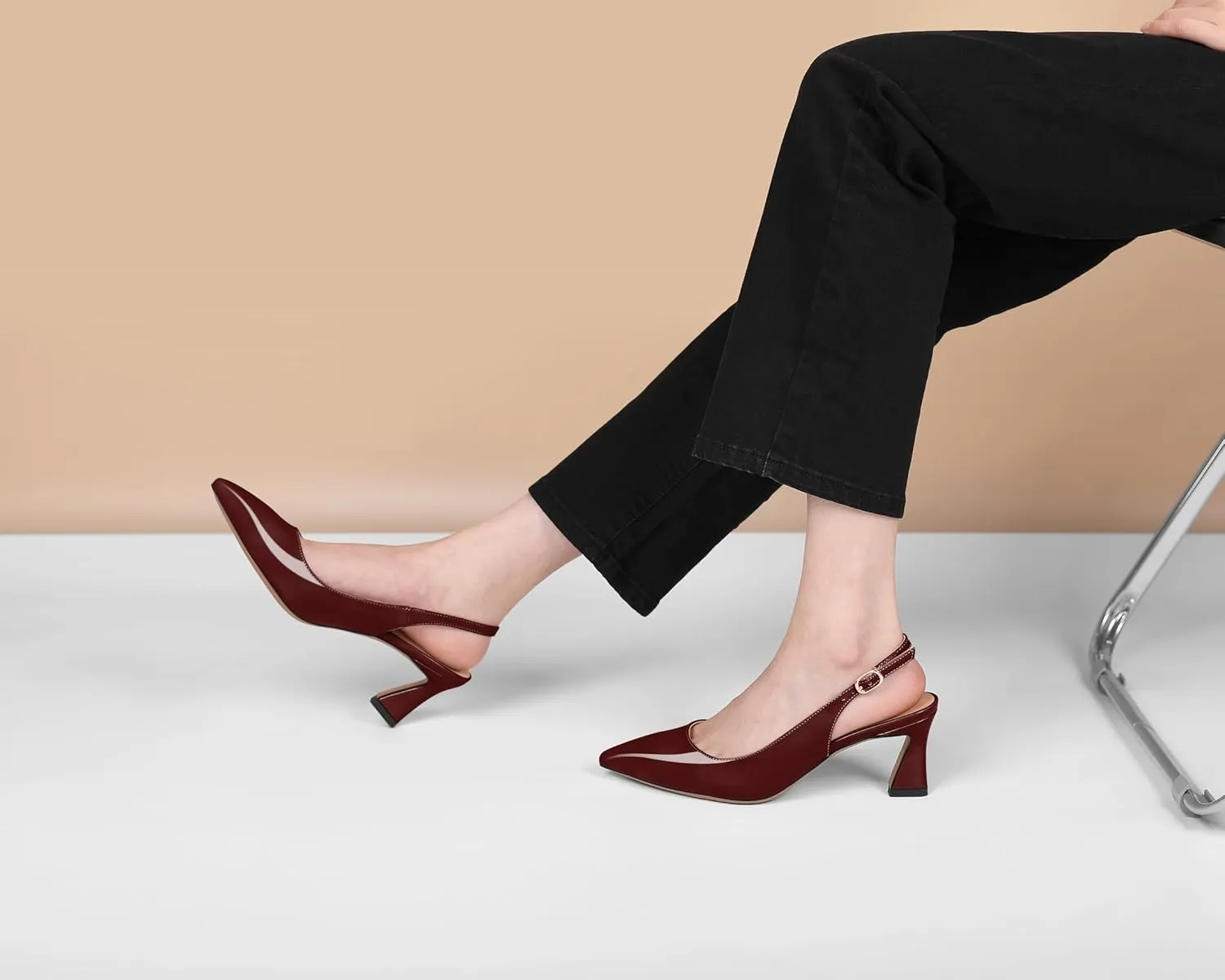 Mettesally Womens Slingback Heels Low Kitten Pumps Pointed Toe 2.5 Inch Elegant Office Dress Shoes