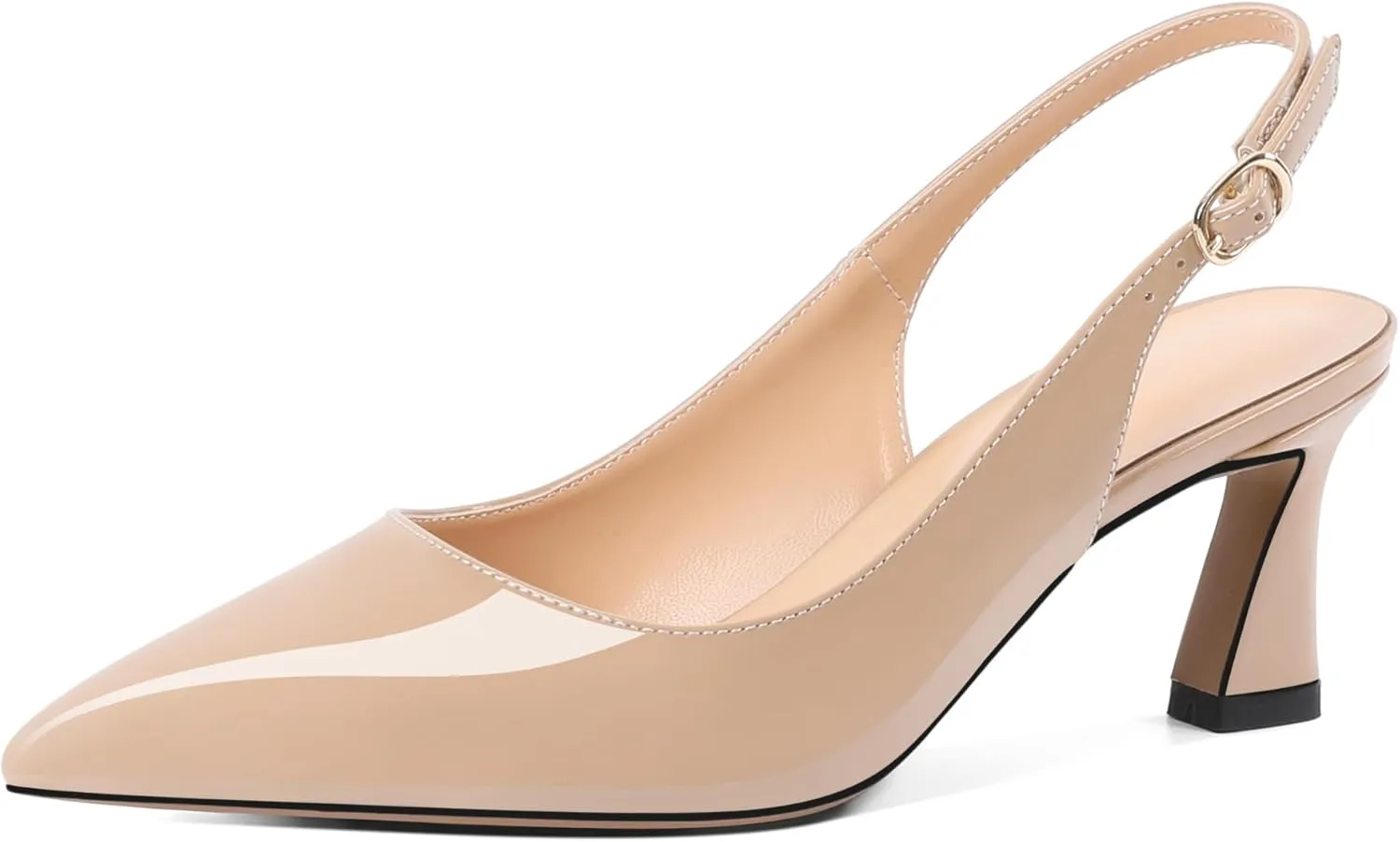Mettesally Womens Slingback Heels Low Kitten Pumps Pointed Toe 2.5 Inch Elegant Office Dress Shoes