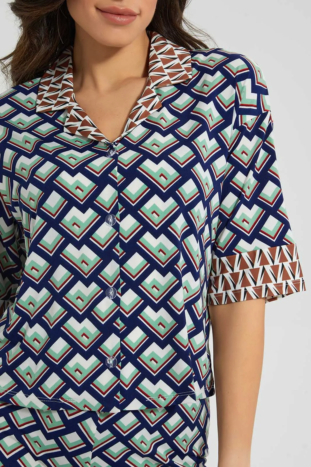 Multicolour Geometric Print Shirt