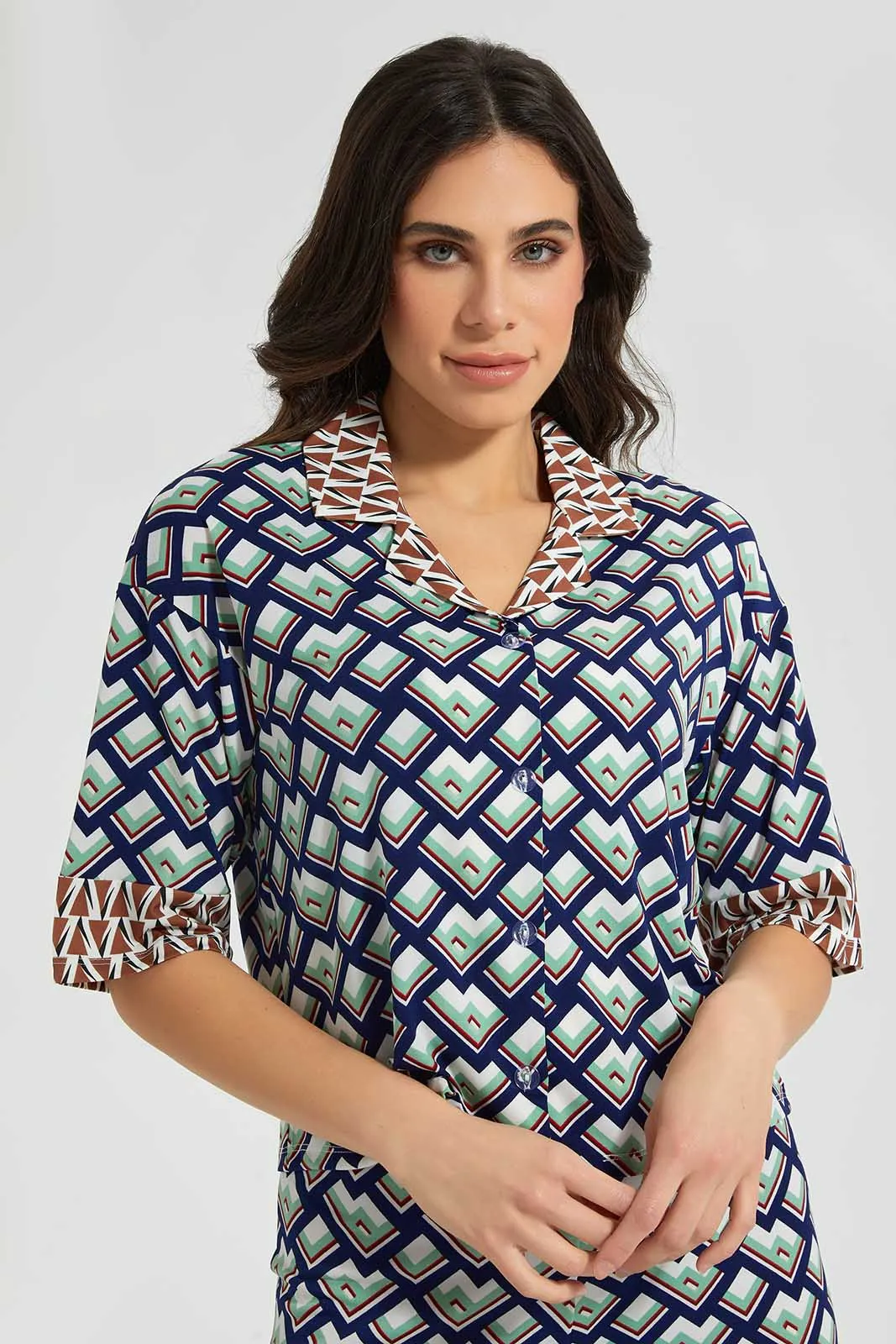 Multicolour Geometric Print Shirt