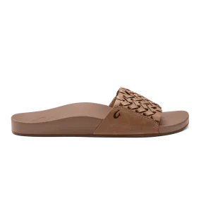Olukai Women's Kamola Leather Slides- Tan
