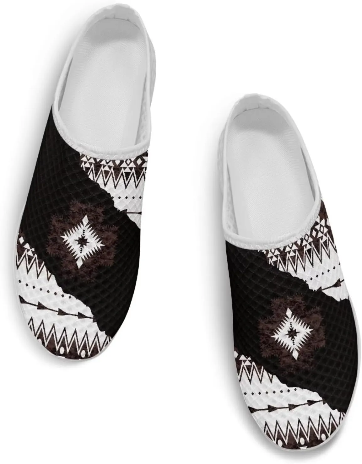 Retro Aztec Tribal Womens Walking Mules Sneakers Stylish Memory Foam Barefoot Slip On Teacher Nursing Loafers