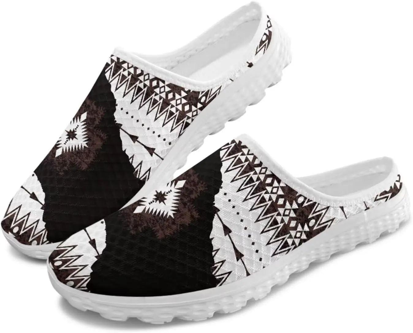 Retro Aztec Tribal Womens Walking Mules Sneakers Stylish Memory Foam Barefoot Slip On Teacher Nursing Loafers