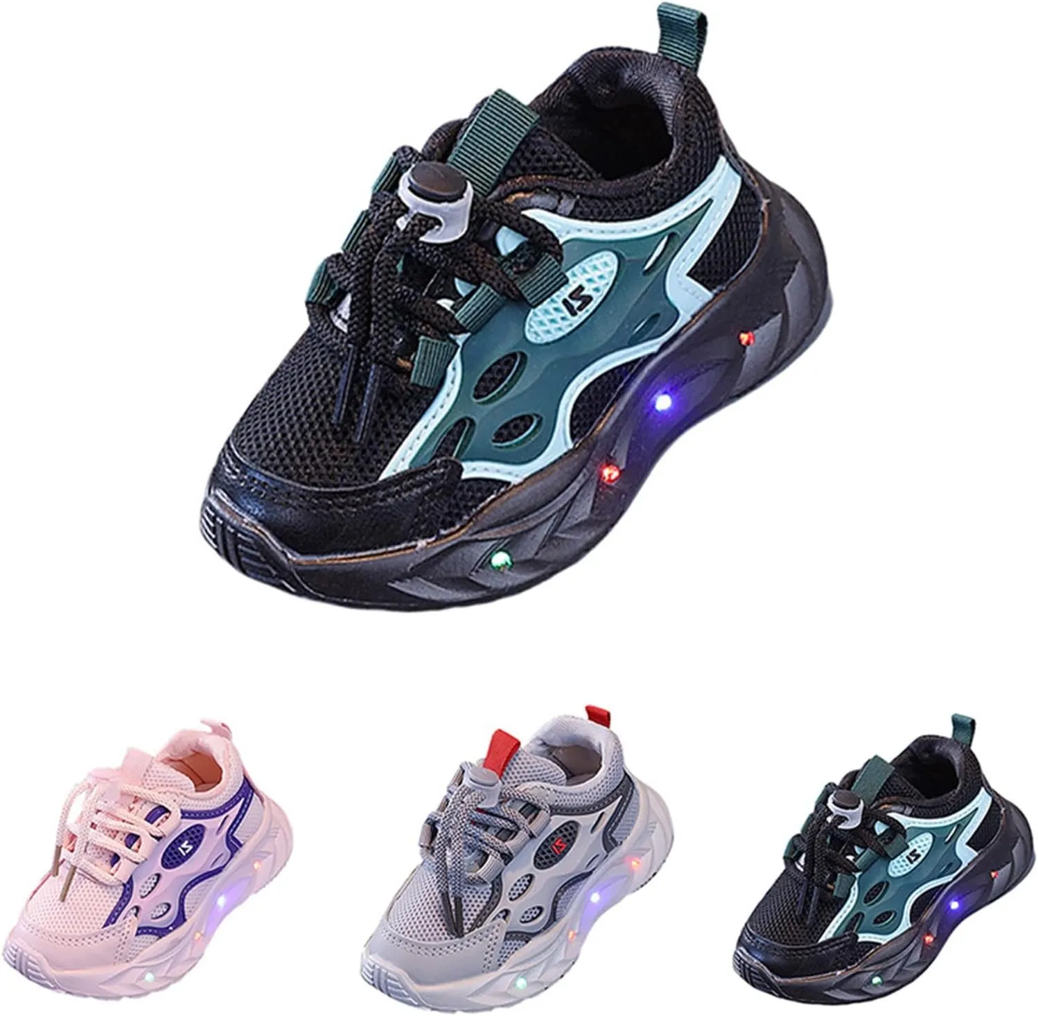 Toddler Mesh Breathable Sneaker with Led Light Up Kids Girls Boys Outdoor Slip On First Walking Sport Shoes Infant Shoes