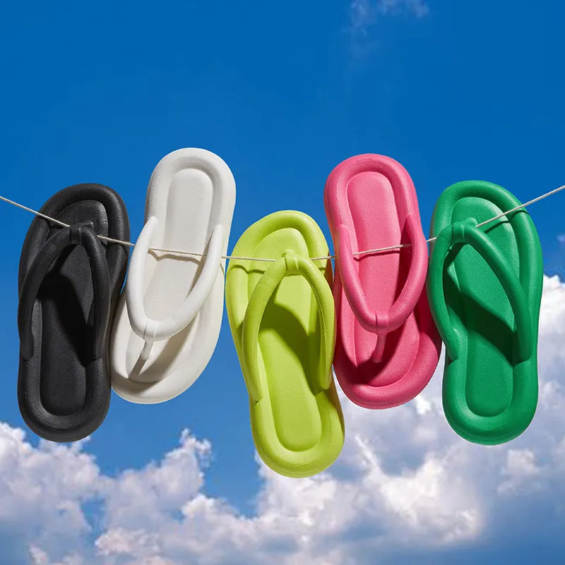 Women's cushioned platform flip flops cloud soft flip flops for beach candy color
