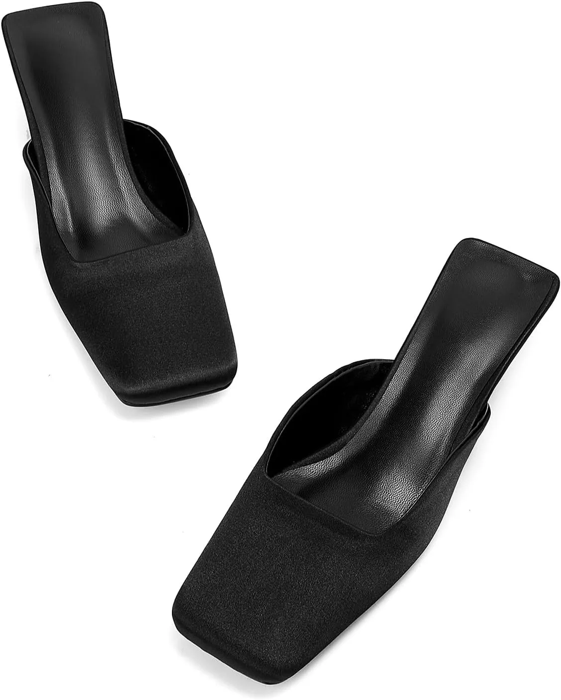 Women's Mules Low Heels Square Closed Toe Heel Comfortable Slip On Sandals Backless Dress Shoes
