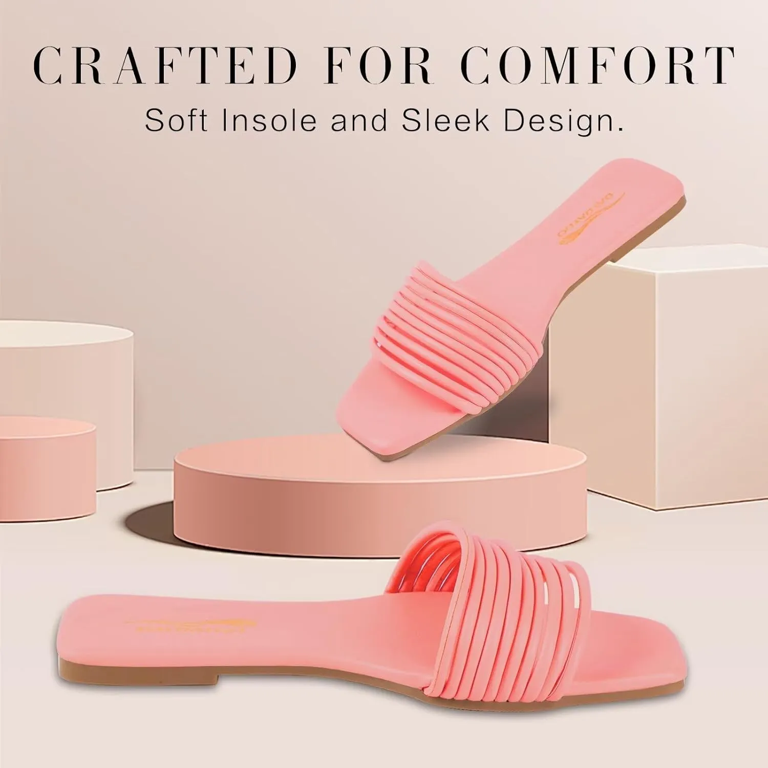Women's Slide Sandals - Comfy Slip-On Design with Sleek Straps for Casual Elegance - Fashionable and Trendy Summer Flat Slides Shoes for Girls and Women